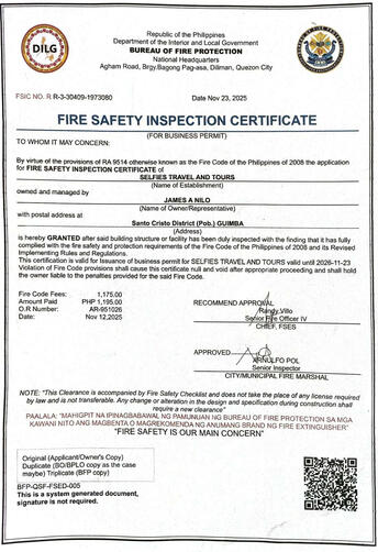 BFP Certificate